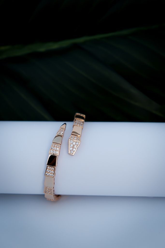 Pulseira Cobra Brilhante Ouro Rosé
