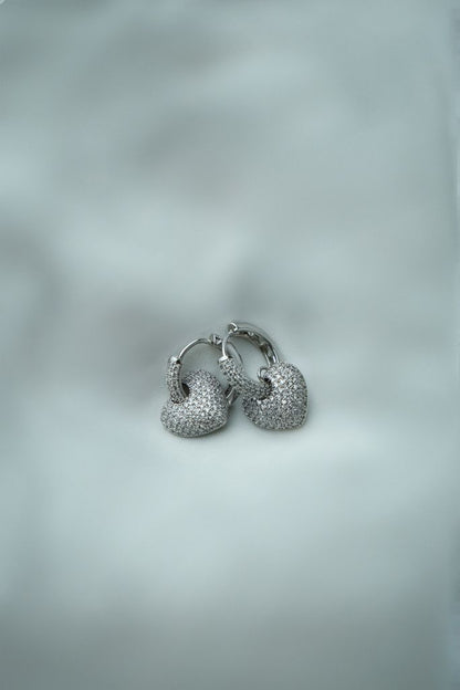Conjunto Corações Prateados Brilhantes