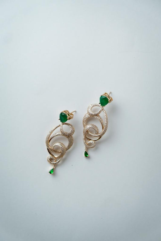 Conjunto Filigrana Esmeralda Dourada