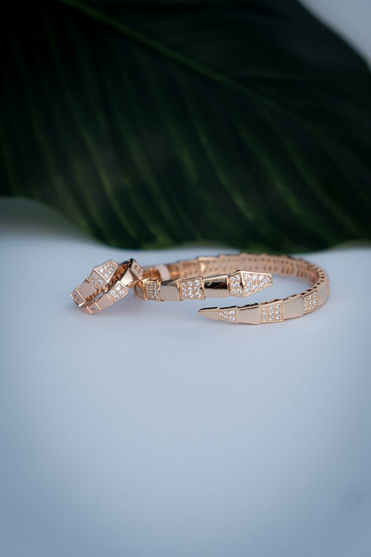 Pulseira Cobra Brilhante Ouro Rosé