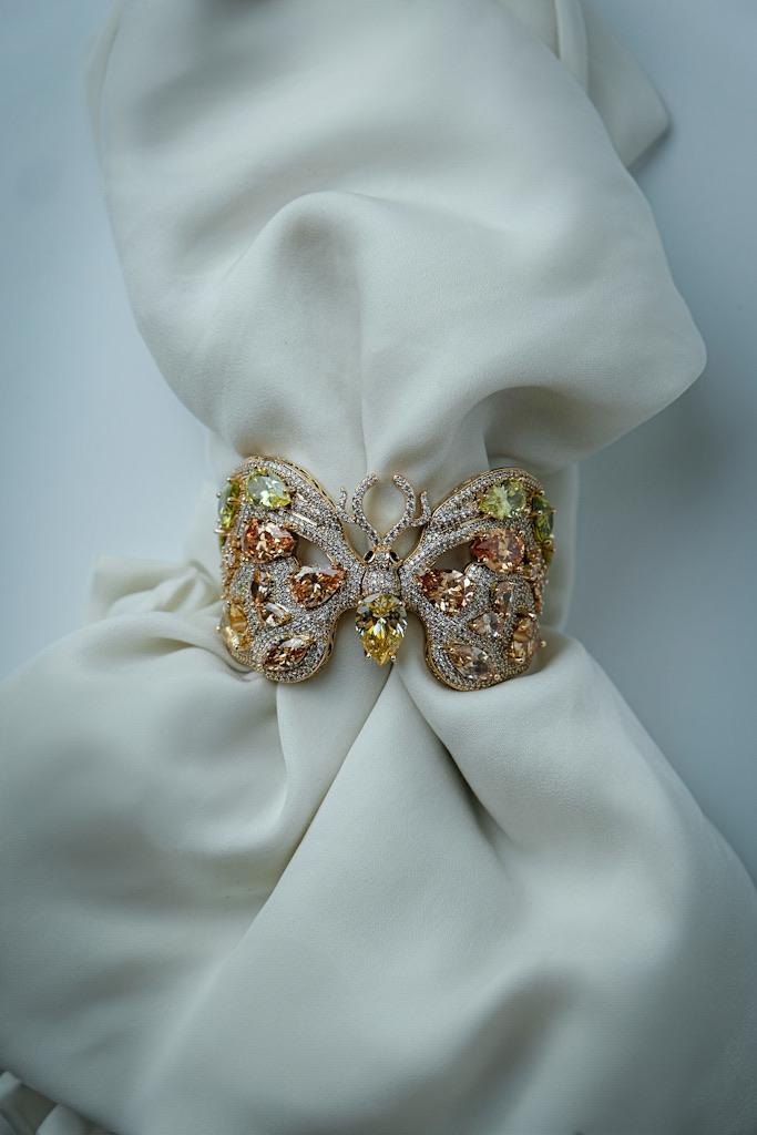 Conjunto Borboleta Brilhante Dourado