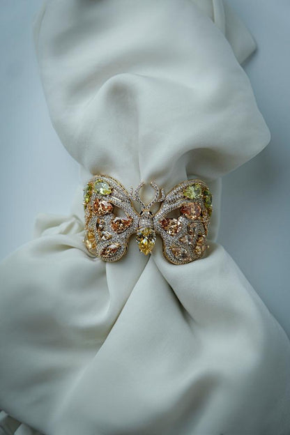 Conjunto Borboleta Brilhante Dourado