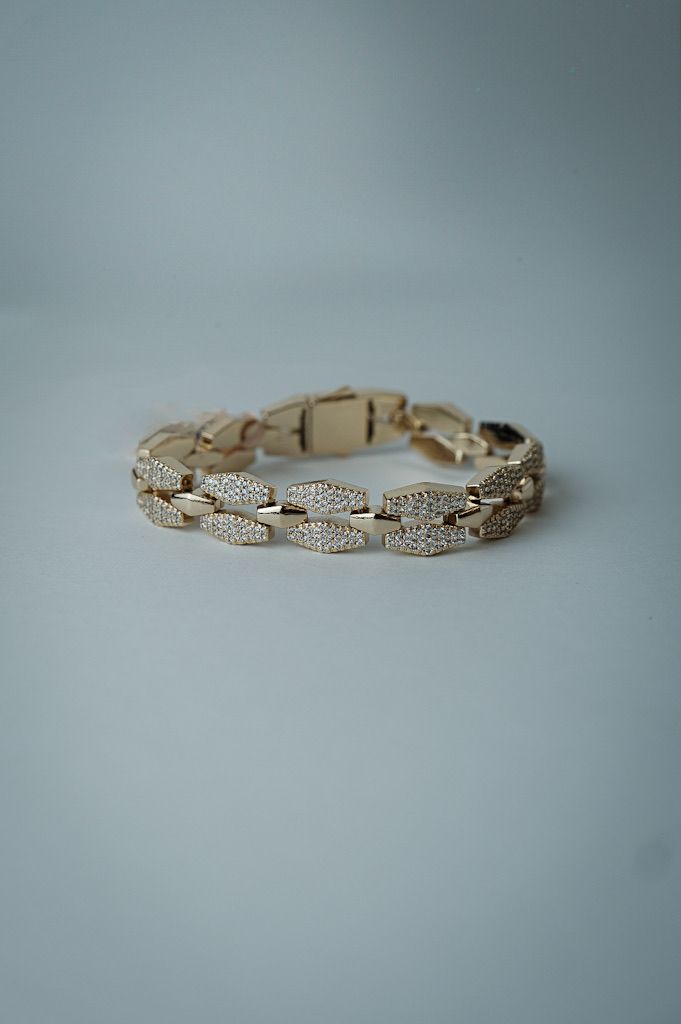 Pulseira Elos Cravejados Dourada