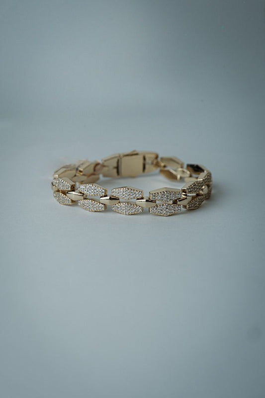 Pulseira Elos Cravejados Dourada